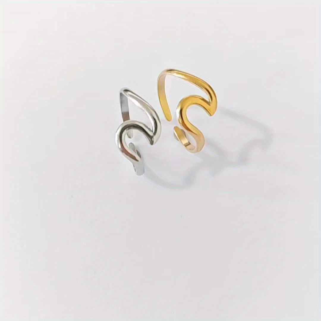 Wave Inspired Stainless Steel Open Ring for Women
